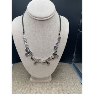 RLM Soho Stamped Silver and Black Leather Necklace Vintage Robert Lee Morris